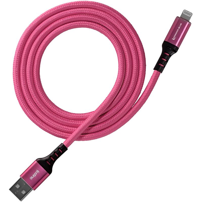 Kondor Blue iJustine Pink Lightning Cable for iPhone Charging & Sync USB-A